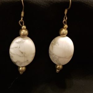 White Turquoise Stone Beads with Silver accents